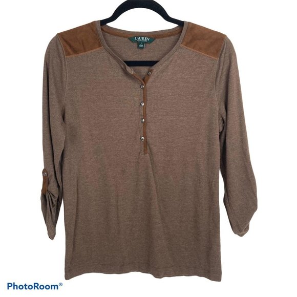 Lauren Ralph Lauren Brown Top L - Picture 1 of 8